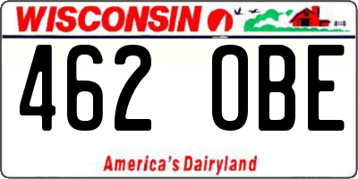 WI license plate 462OBE
