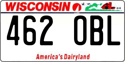 WI license plate 462OBL