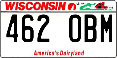 WI license plate 462OBM