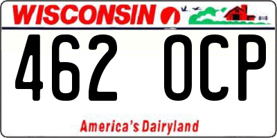 WI license plate 462OCP