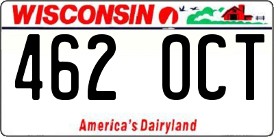 WI license plate 462OCT