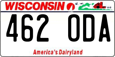 WI license plate 462ODA