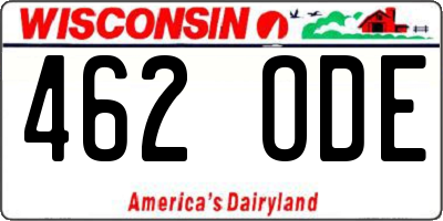 WI license plate 462ODE