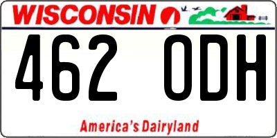 WI license plate 462ODH