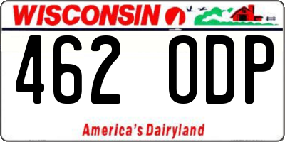 WI license plate 462ODP