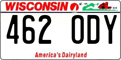 WI license plate 462ODY