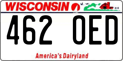 WI license plate 462OED