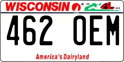 WI license plate 462OEM
