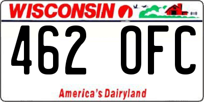 WI license plate 462OFC
