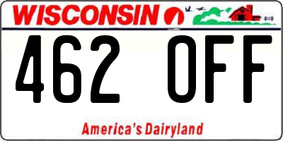 WI license plate 462OFF