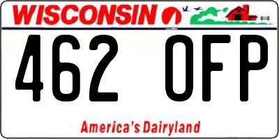 WI license plate 462OFP
