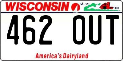 WI license plate 462OUT