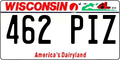 WI license plate 462PIZ