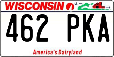 WI license plate 462PKA