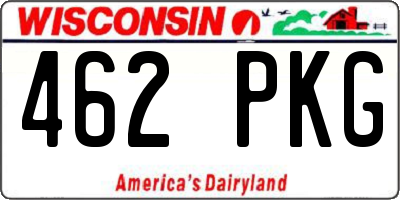 WI license plate 462PKG