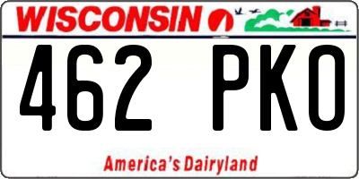 WI license plate 462PKO