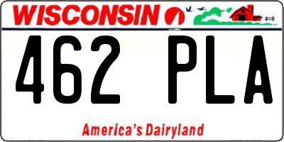WI license plate 462PLA