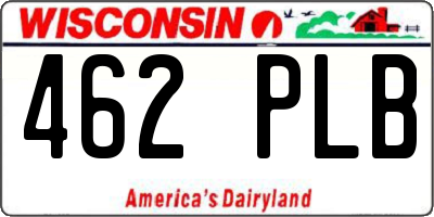 WI license plate 462PLB