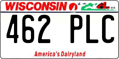 WI license plate 462PLC