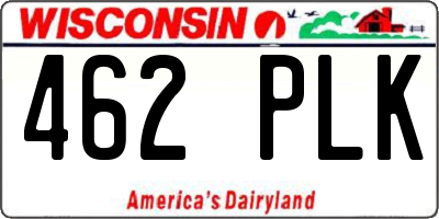 WI license plate 462PLK