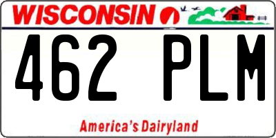 WI license plate 462PLM