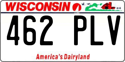WI license plate 462PLV