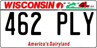 WI license plate 462PLY