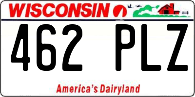 WI license plate 462PLZ