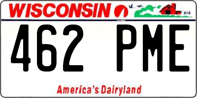 WI license plate 462PME