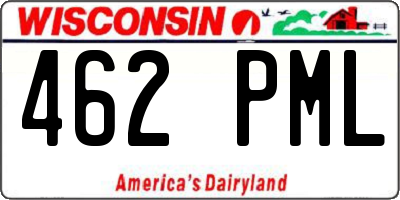 WI license plate 462PML
