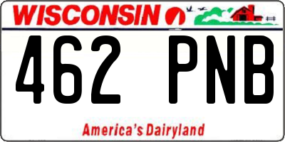 WI license plate 462PNB