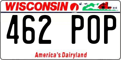 WI license plate 462POP