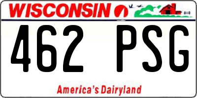 WI license plate 462PSG