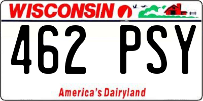 WI license plate 462PSY