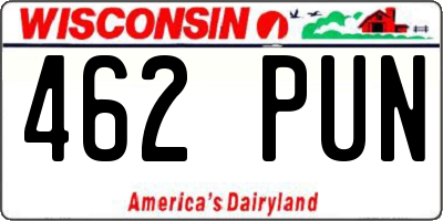 WI license plate 462PUN