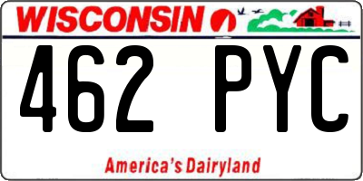 WI license plate 462PYC