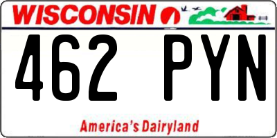 WI license plate 462PYN