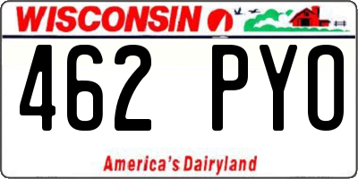 WI license plate 462PYO