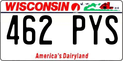 WI license plate 462PYS