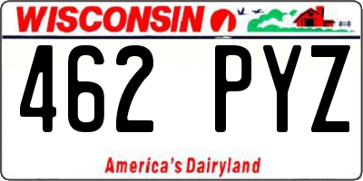 WI license plate 462PYZ