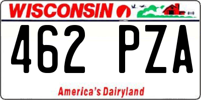 WI license plate 462PZA