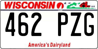 WI license plate 462PZG