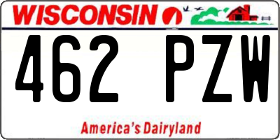 WI license plate 462PZW