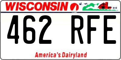 WI license plate 462RFE