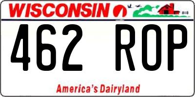WI license plate 462ROP