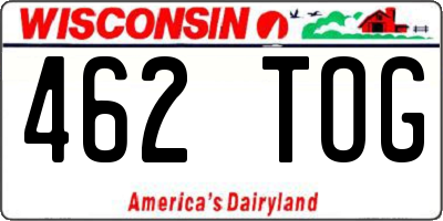 WI license plate 462TOG