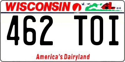 WI license plate 462TOI