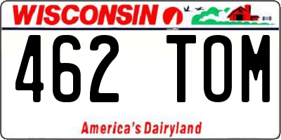 WI license plate 462TOM