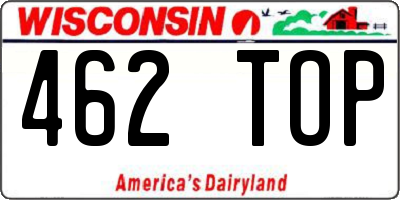 WI license plate 462TOP