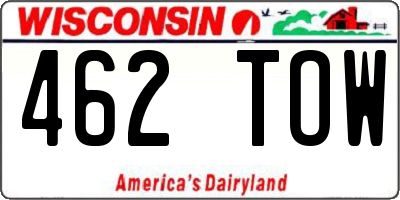 WI license plate 462TOW